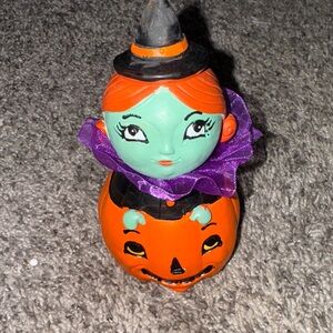 Halloween Witch and Pumpkin Figurine